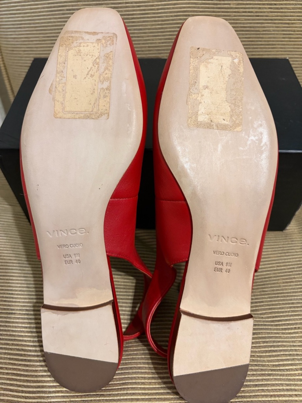 🎉NWOT Vince Vida Leather Slingback Flat Sandal in Crimson - Size 9 - Picture 12 of 16
